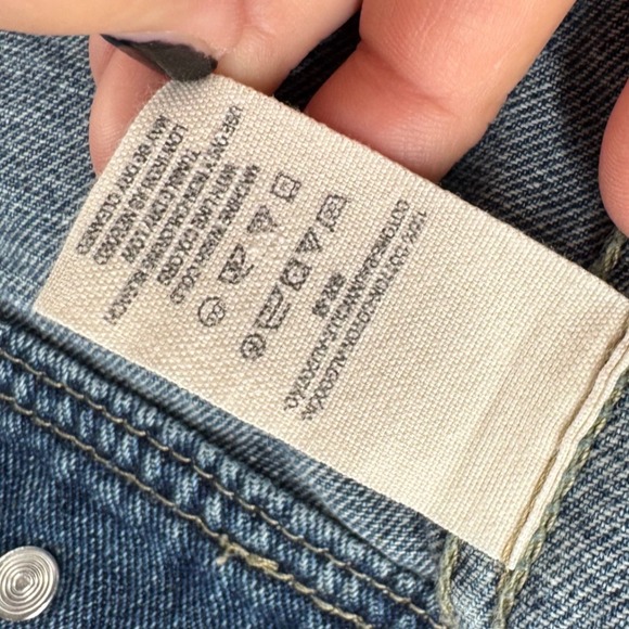 Free People Hooded Denim Jacket Blue Distressed Mixed Media Knit Sleeves Large - Picture 9 of 10